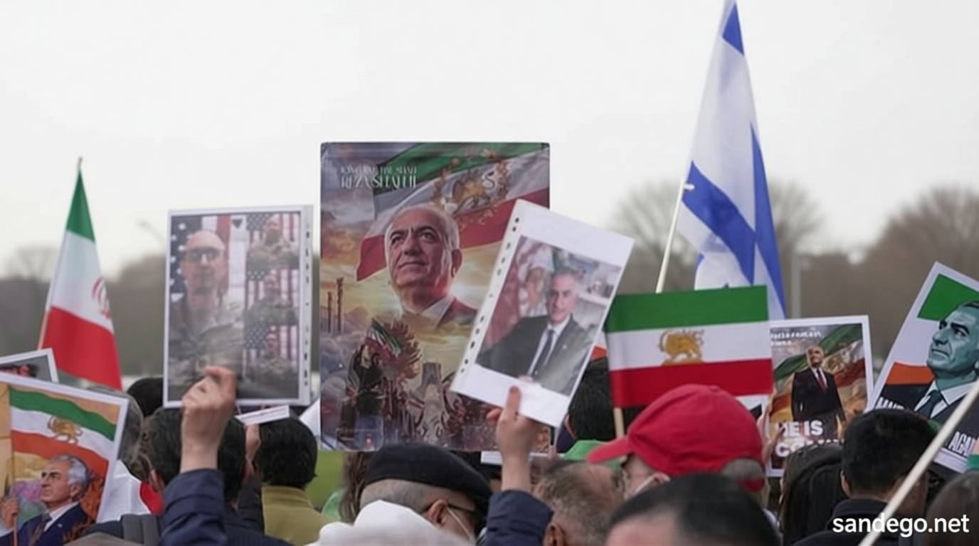 Pro-monarchy and pro-democracy protesters gather across Europe in support of Iran